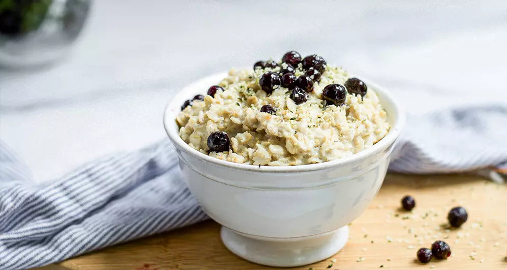 High Protein Blueberry Vanilla Oatmeal