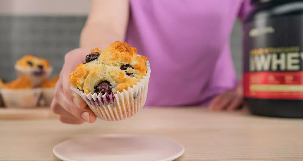 High Protein Vanilla Blueberry Muffins