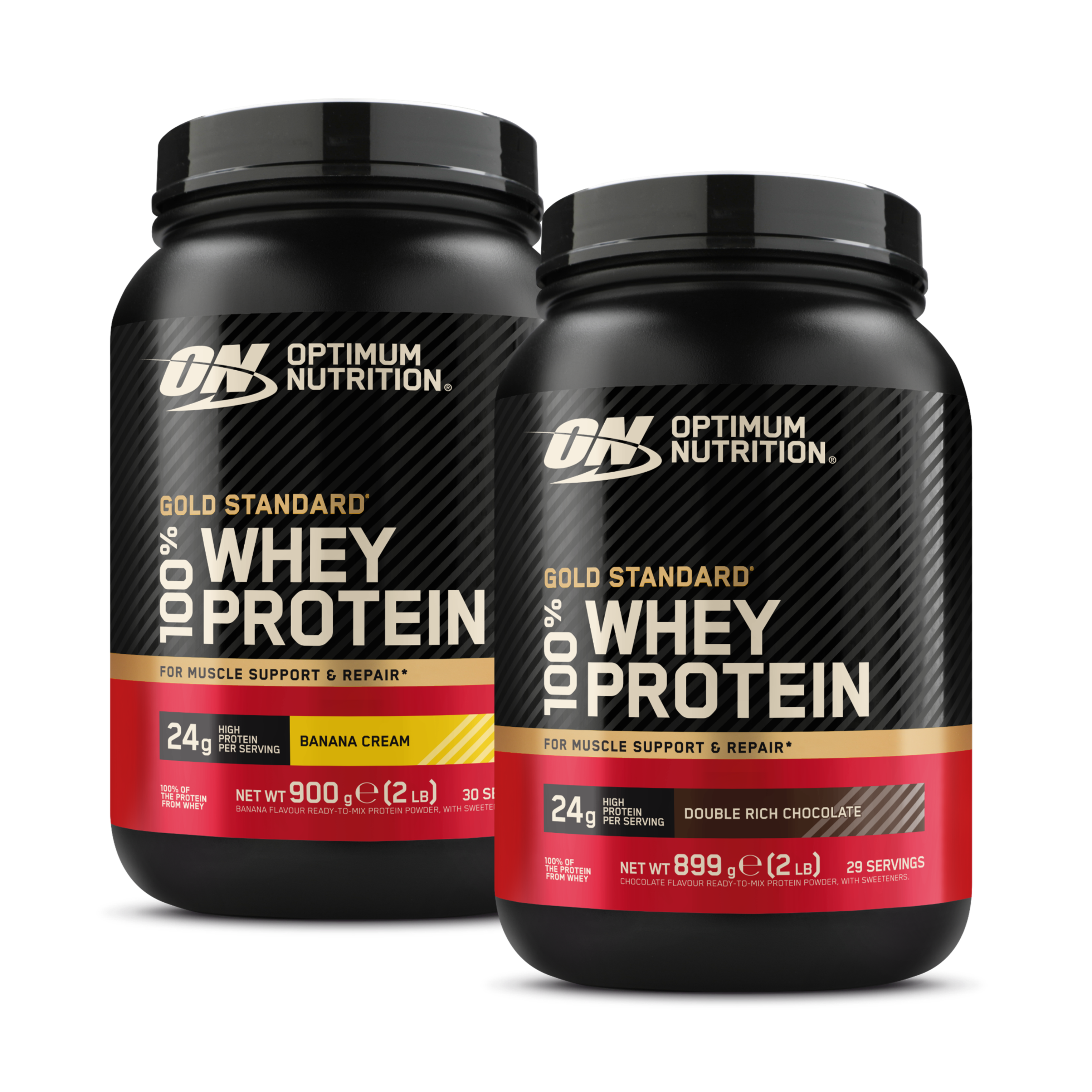2 x Gold Standard 100% Whey Proteïnepoeder (900 g)