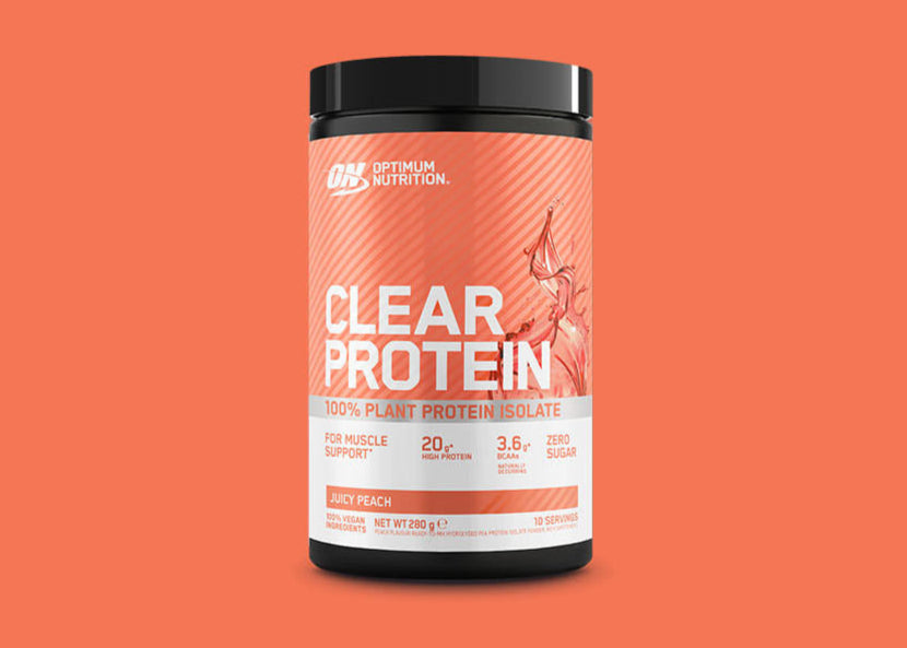 Optimum Nutrition Clear Protein, 100% plant protein isolate, 220g container, Juicy Peach flavor