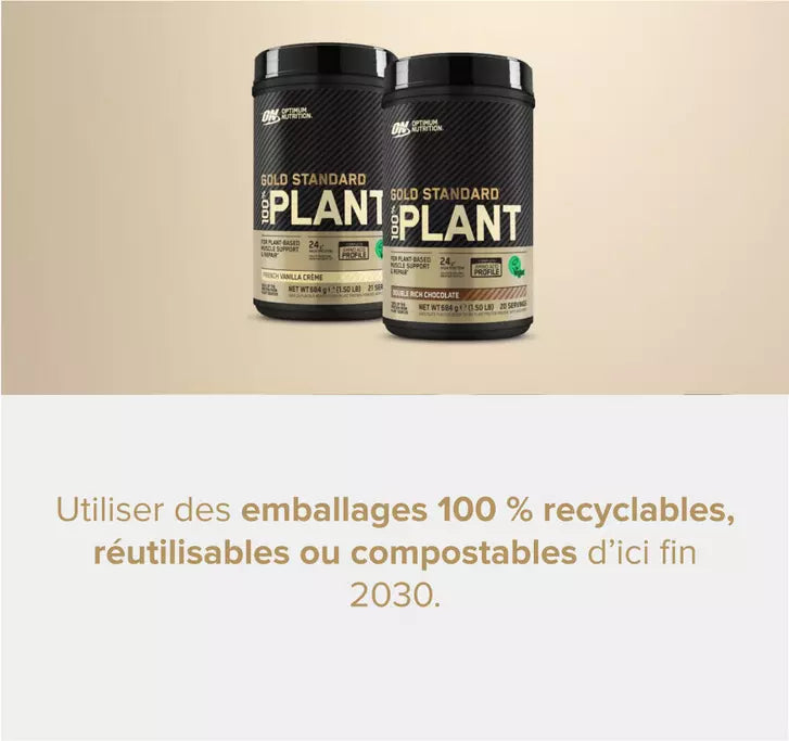 Optimum Nutrition Gold Standard Plant Protein, 684g containers, suitable for post-workout nutrition and muscle building