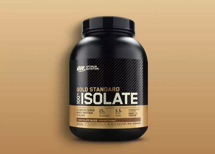 Optimum Nutrition Gold Standard 100% Isolate whey protein powder, 1.36kg container, chocolate flavor