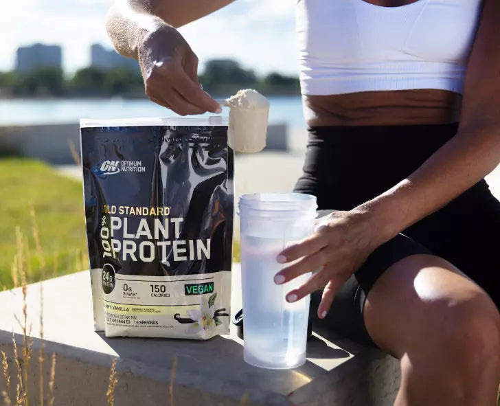 Optimum Nutrition Gold Standard Plant Protein, Vanilla flavor, 24g protein per serving, vegan-friendly