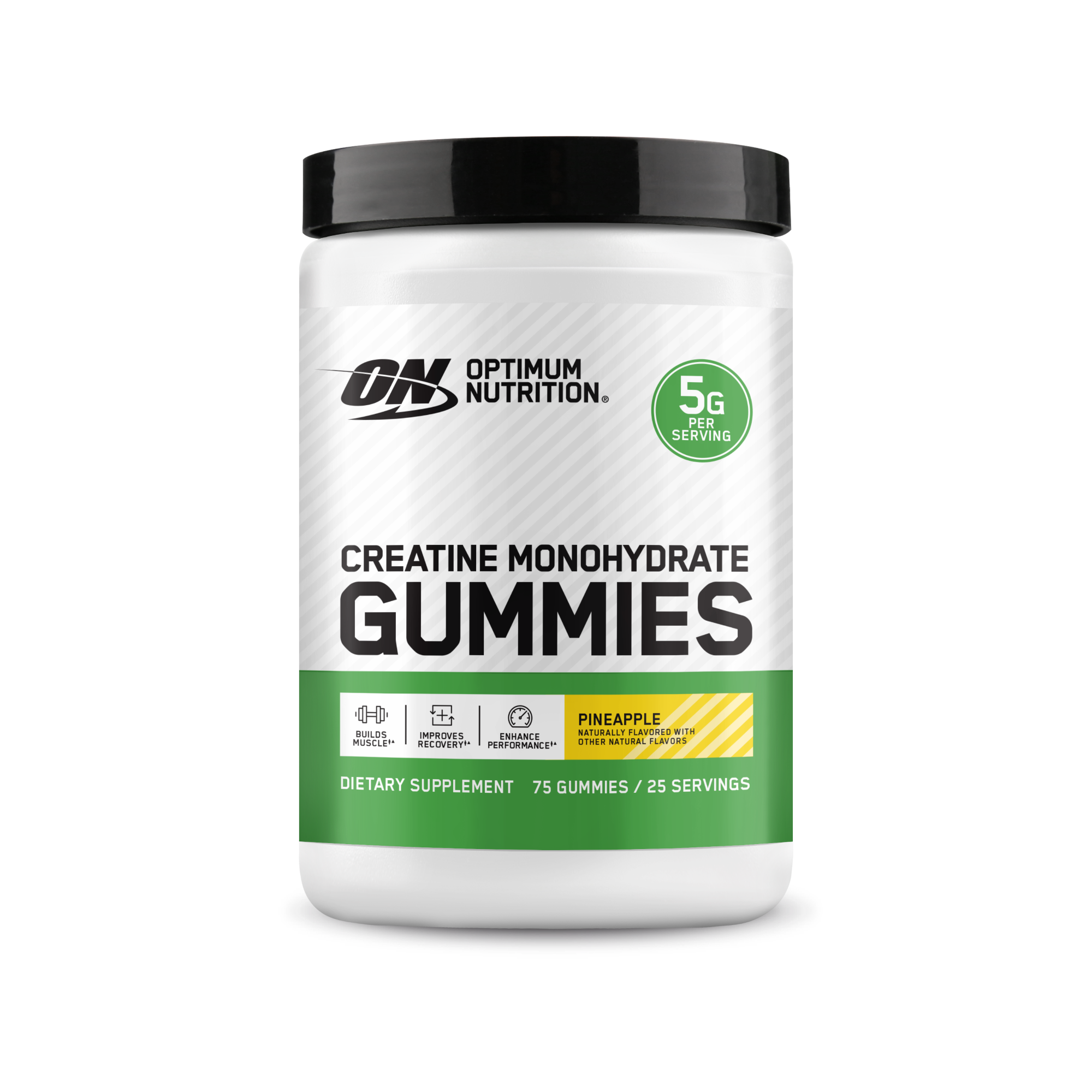 Optimum Nutrition Creatine Monohydrate Gummies container on a white background