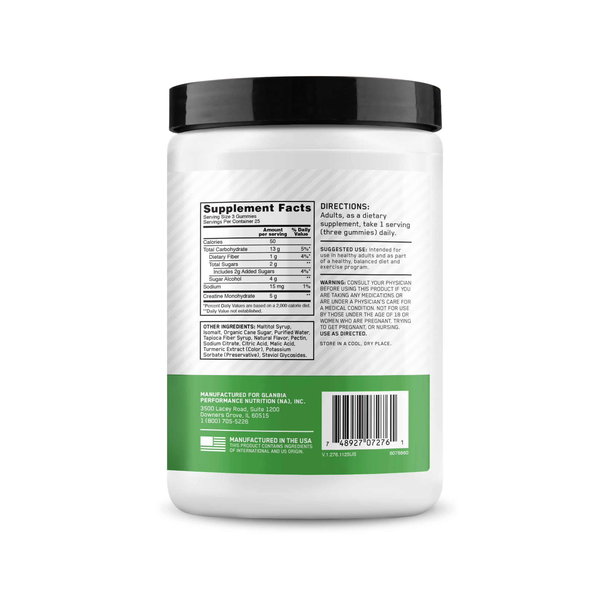 Supplement container with label on a white background