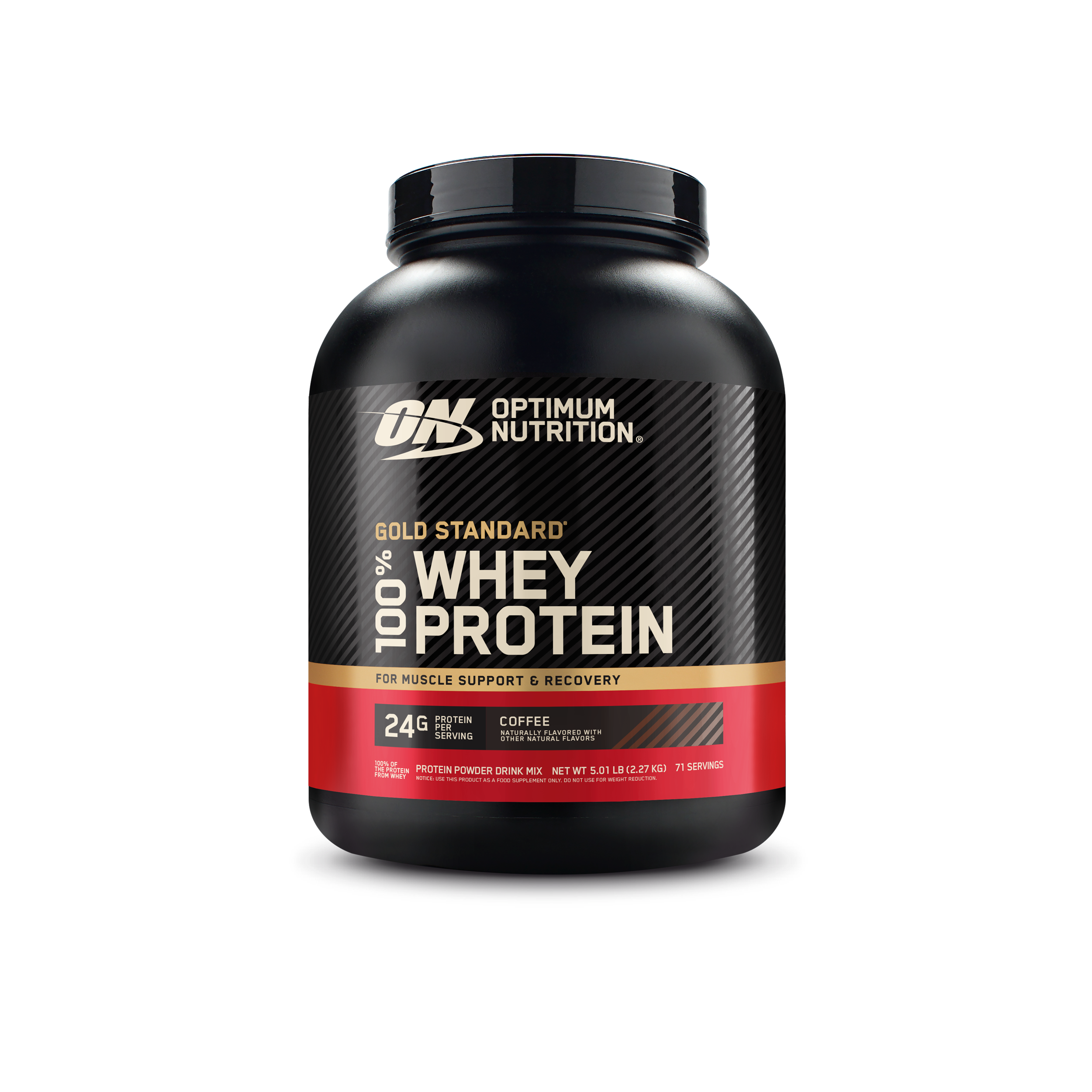 Optimum Nutrition Gold Standard 100% Whey Protein, 5 lb container, Coffee flavor, for muscle support and recovery