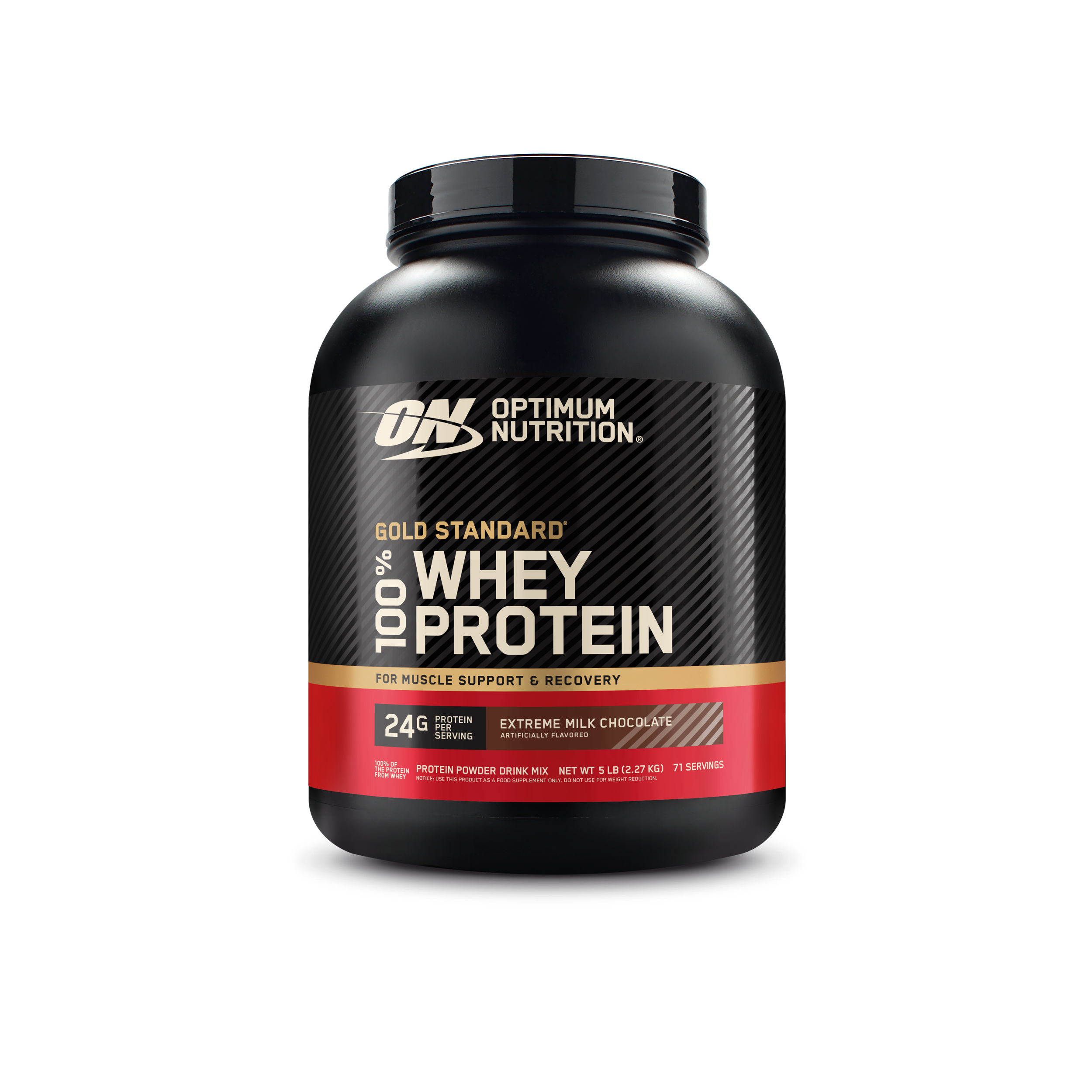 Optimum Nutrition Gold Standard 100% Whey Protein, 5 lb container, Extreme Milk Chocolate flavor, for muscle support and recovery