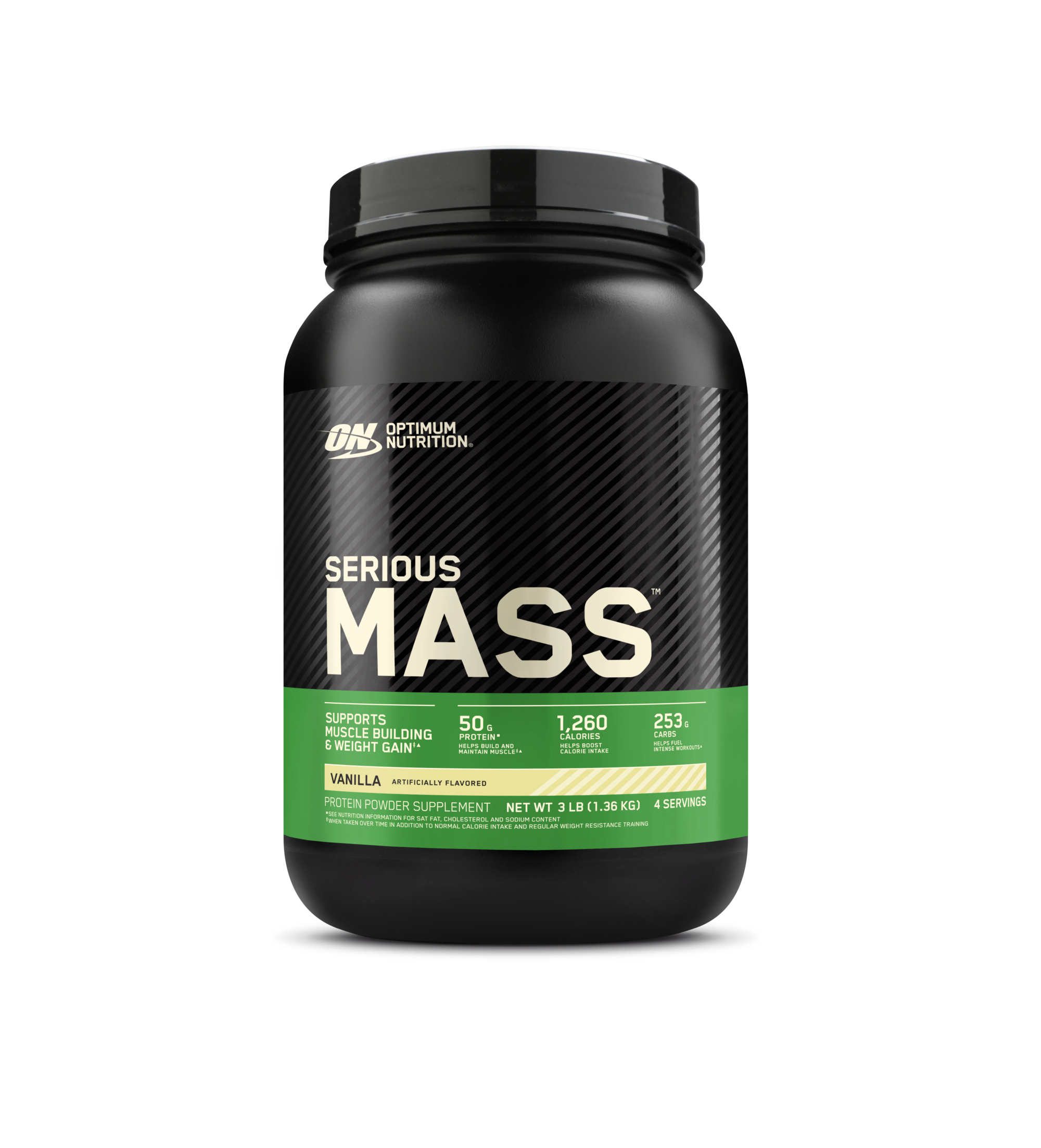 Optimum Nutrition Serious Mass supports , weight gain, muscle building, Strawberry flavor, 50g protein per serving