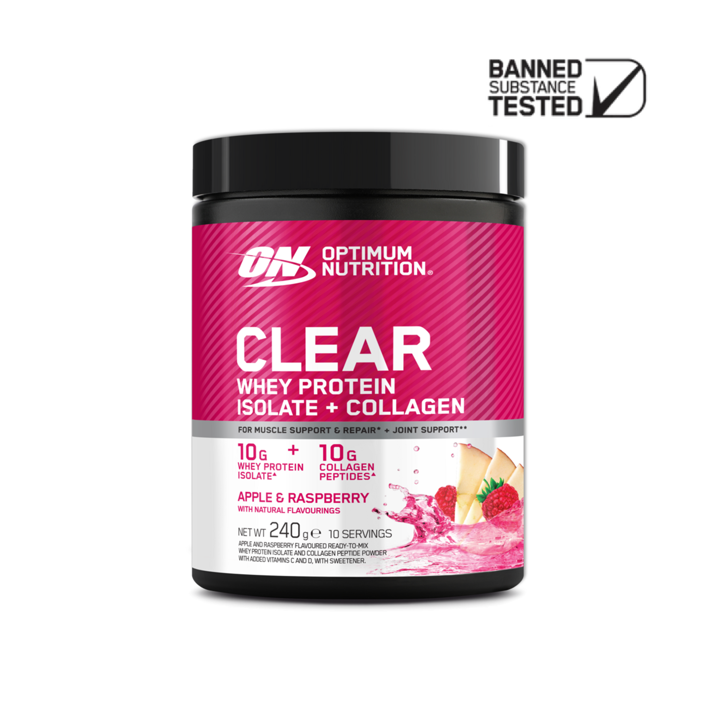 Clear Whey Protein Isolate + Collagen Powder Elite - 240g (10 Servings)