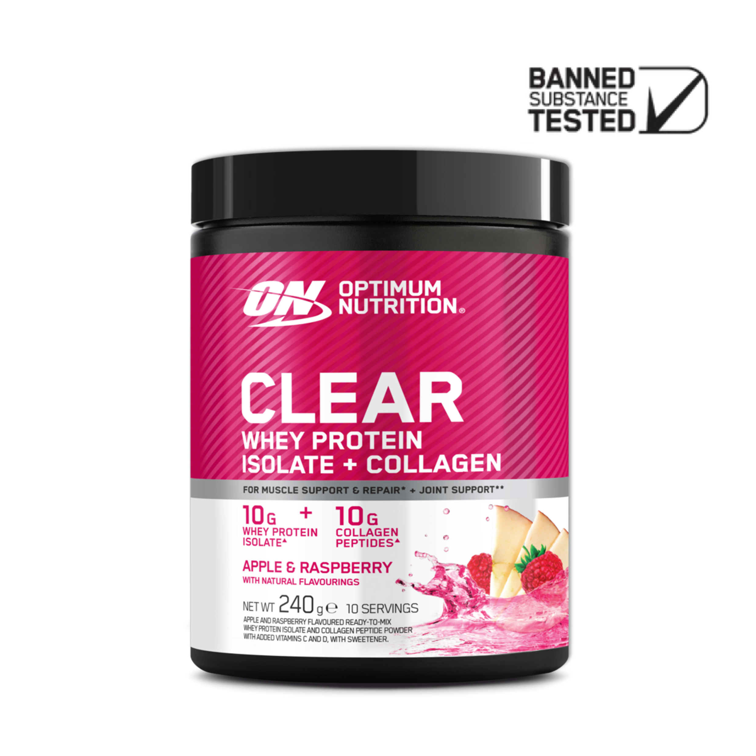 Clear Whey Protein Isolate + Collagen Powder Elite - 240g (10 Servings)