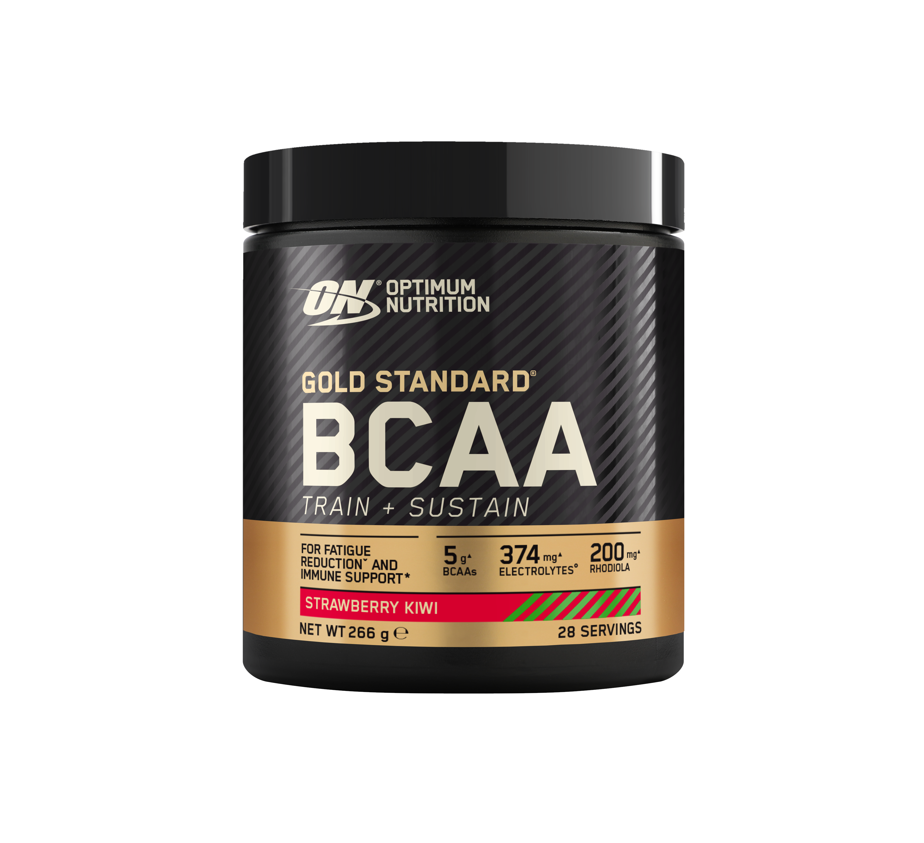 Optimum Nutrition Gold Standard BCAA supplement, 266g container, strawberry kiwi flavor, 28 servings