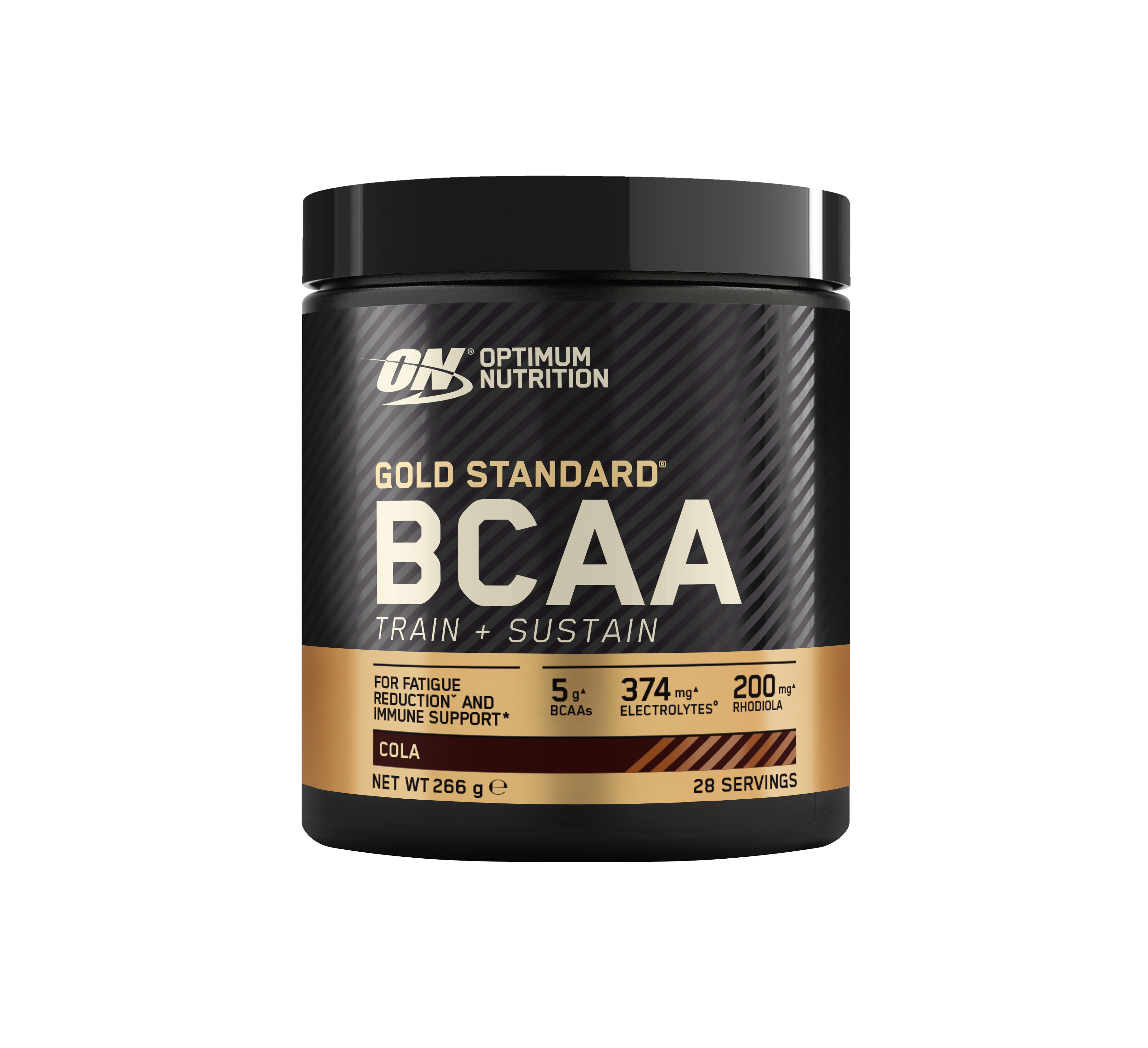 Optimum Nutrition Gold Standard BCAA supplement, 266g container, cola flavor, 28 servings