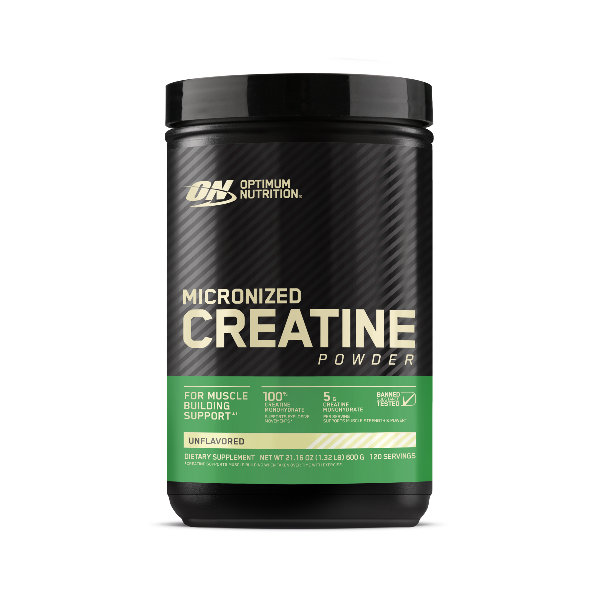 Optimum Nutrition Micronized Creatine Powder, 0.66 lb container, Unflavored , supports muscle building