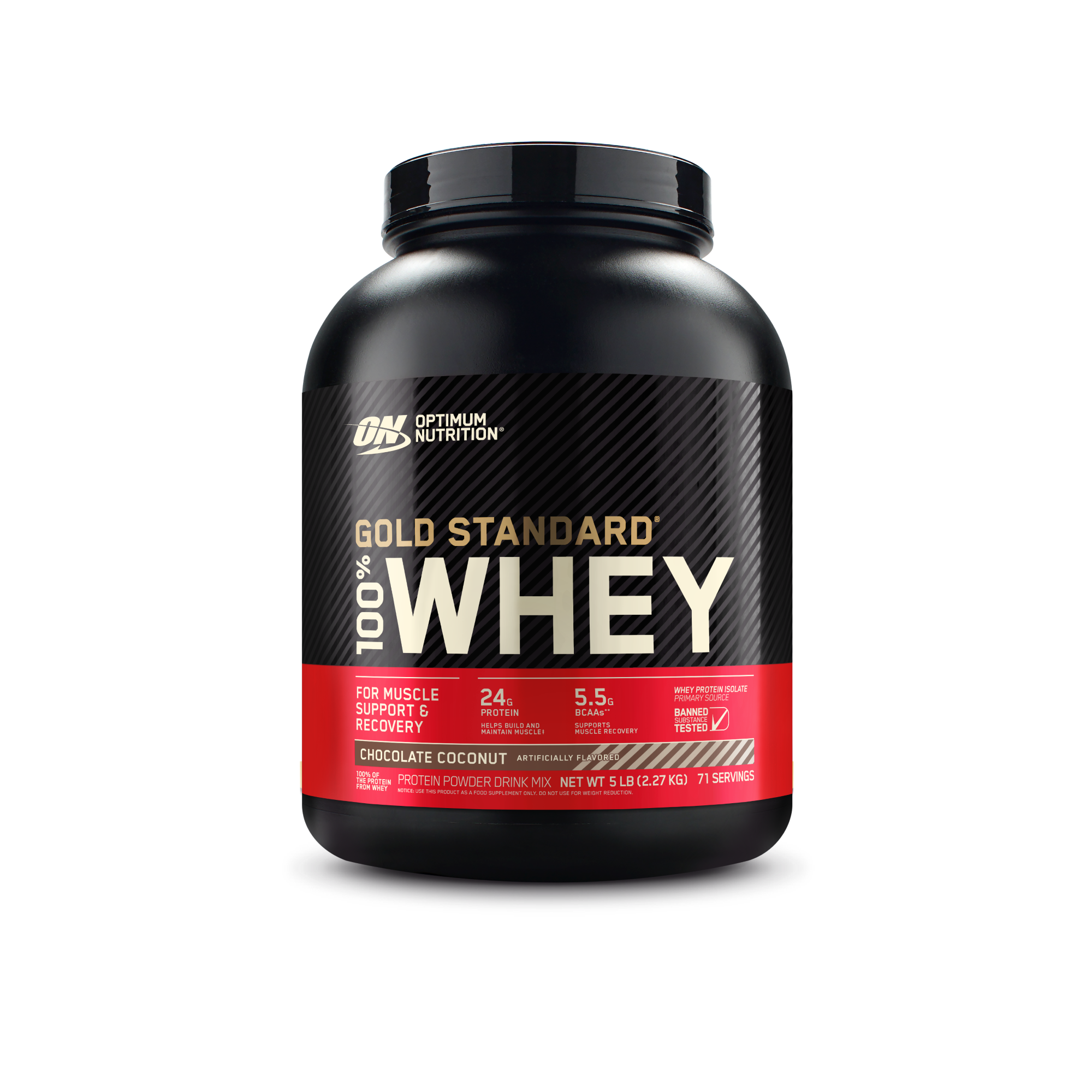 Optimum Nutrition Gold Standard 100% Whey Protein, 5 lb container, Rocky Road flavor, for muscle support and recovery