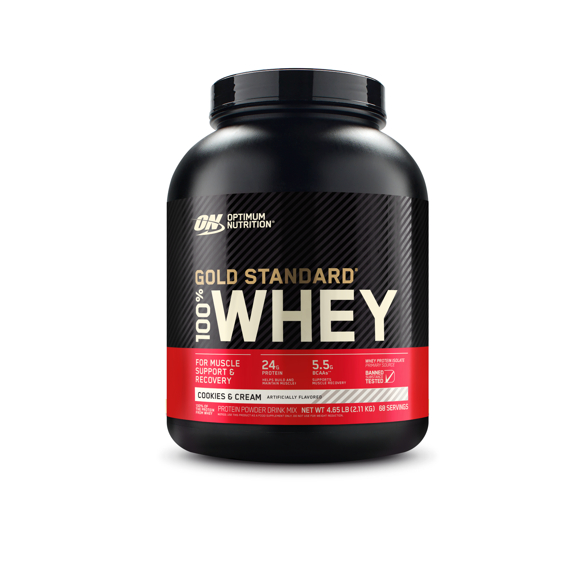 Optimum Nutrition Gold Standard 100% Whey Protein, 5 lb container, Chocolate Peanut Butter flavor, for muscle support and recovery