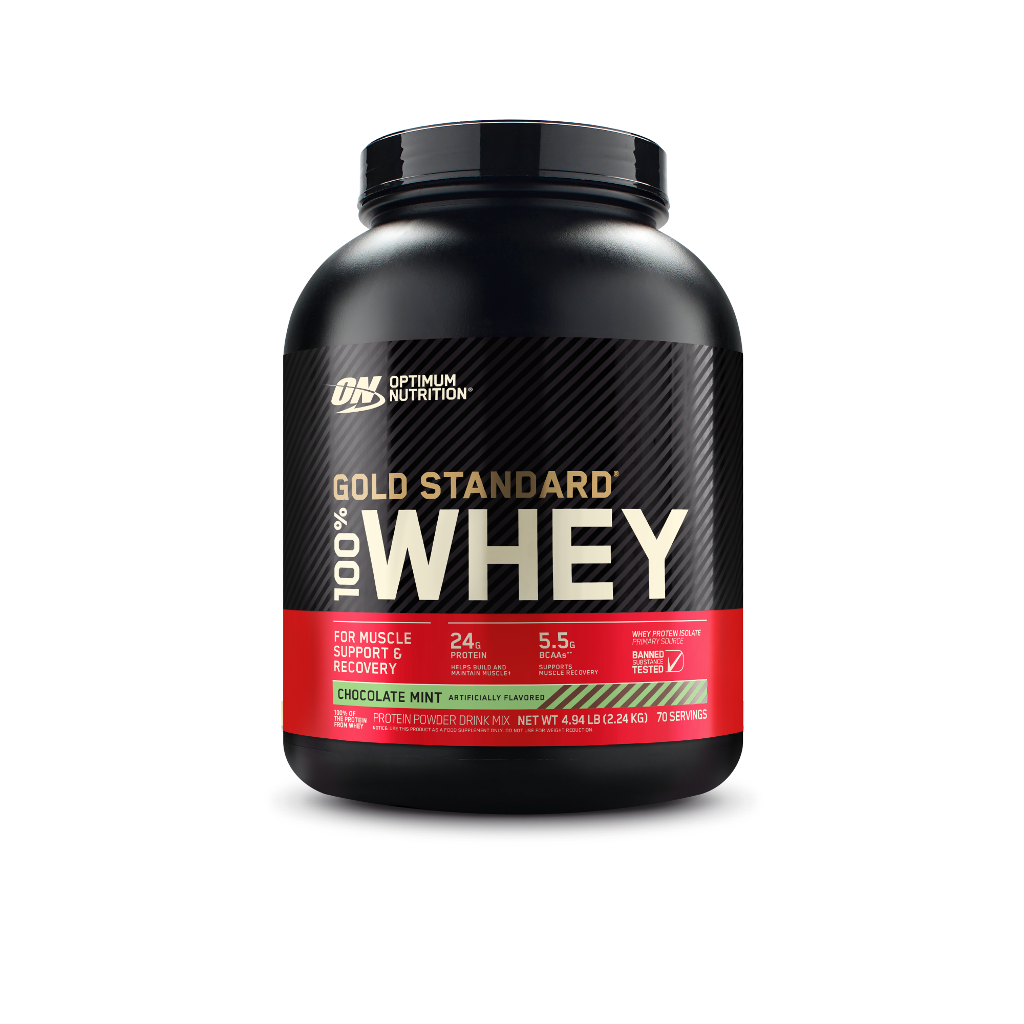 Optimum Nutrition Gold Standard 100% Whey Protein, 2 lb container, Chocolate Hazelnut flavor, for muscle support and recovery