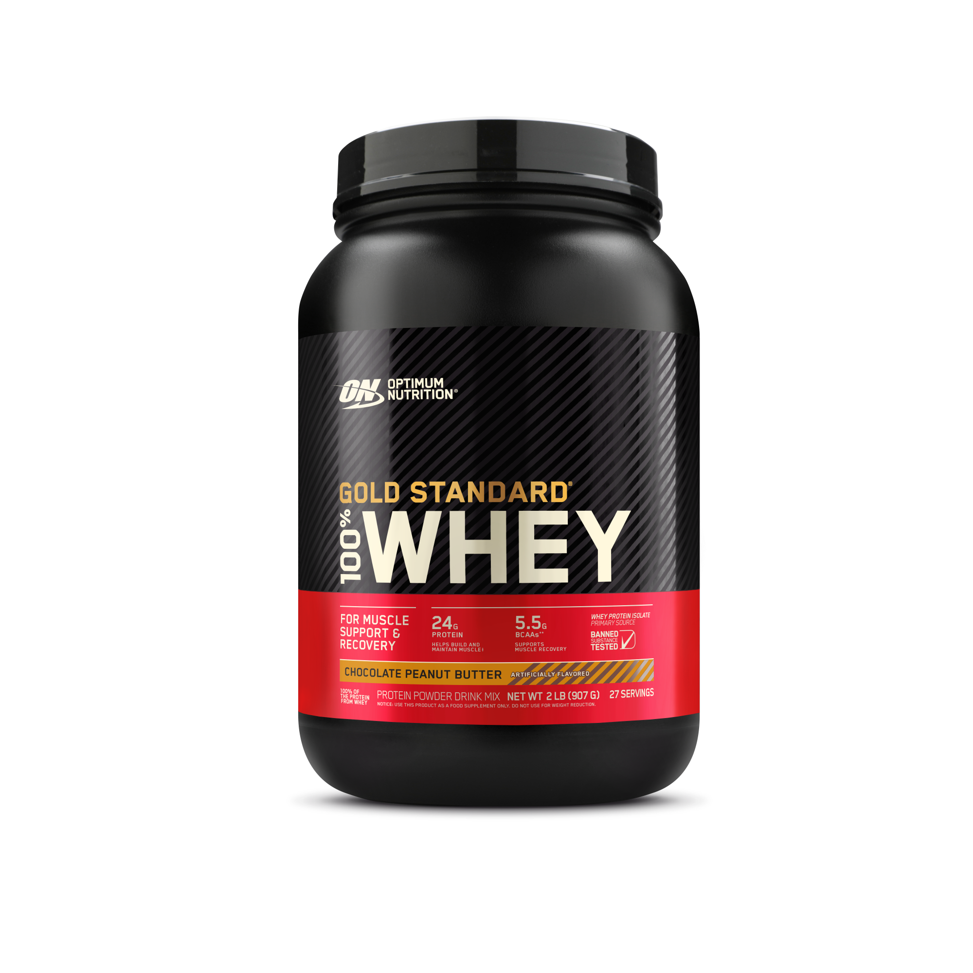 Optimum Nutrition Gold Standard 100% Whey Protein, 10 lb container, Double Rich Chocolate - NSF flavor, for muscle support and recovery