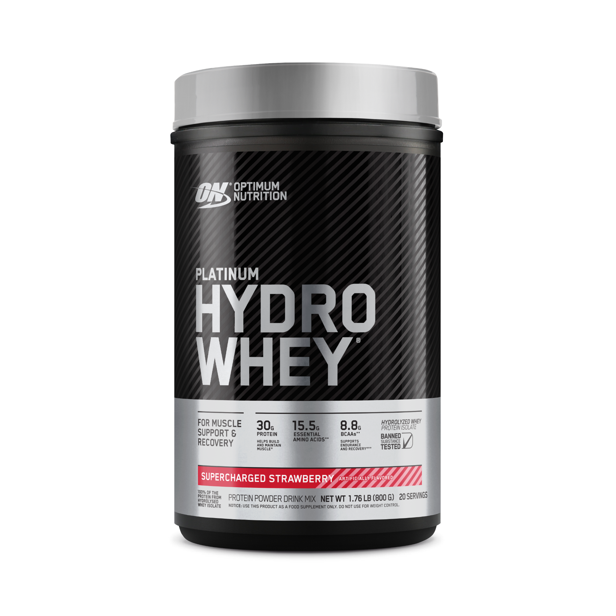 Optimum Nutrition Platinum Hydro Whey protein powder, 1.76 lb container, Velocity Vanilla flavor