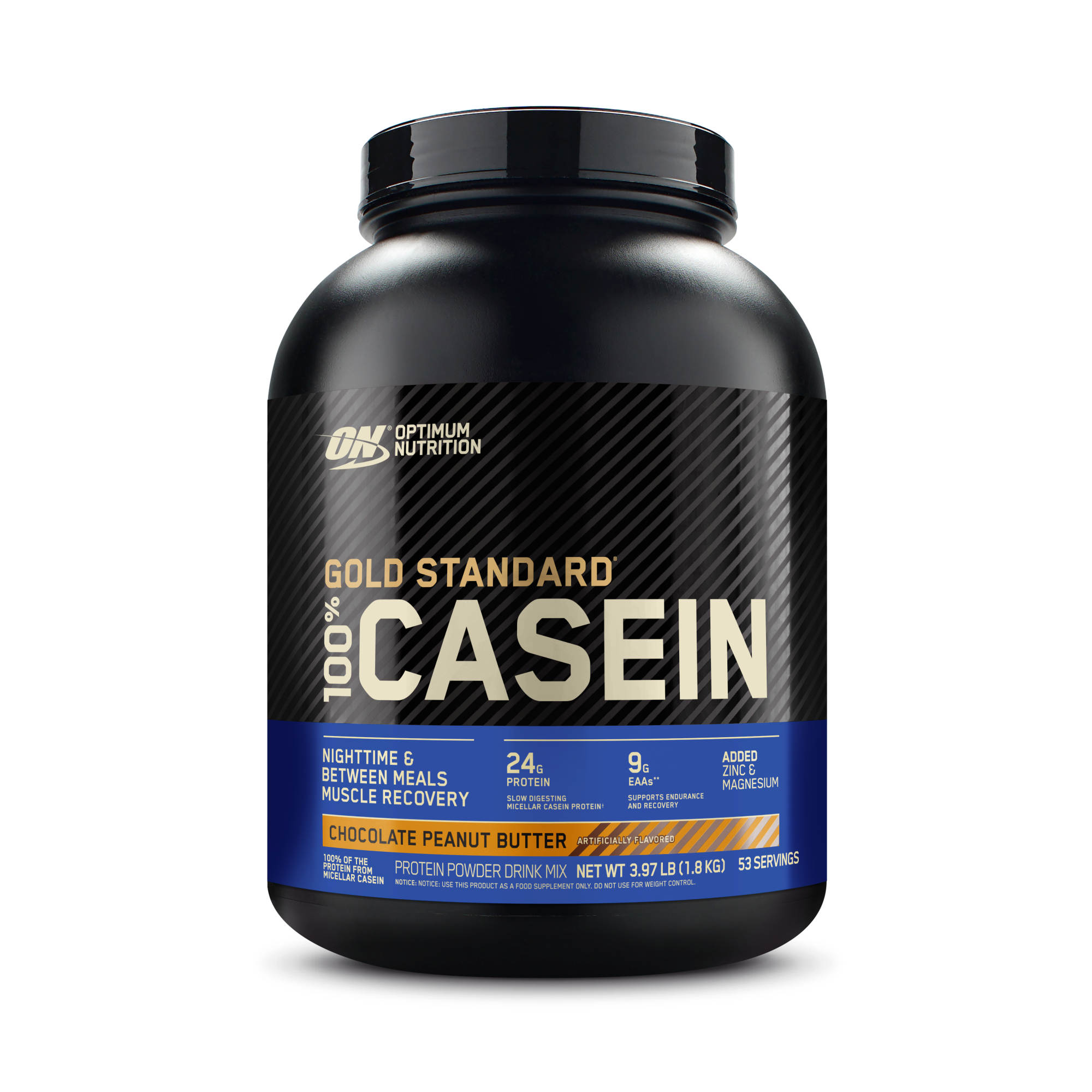 Gold Standard 100% Casein Protein Powder, 24g of premium micellar casein protein, Chocolate Peanut Butter flavor, size 4 lb, for muscle support and recovery