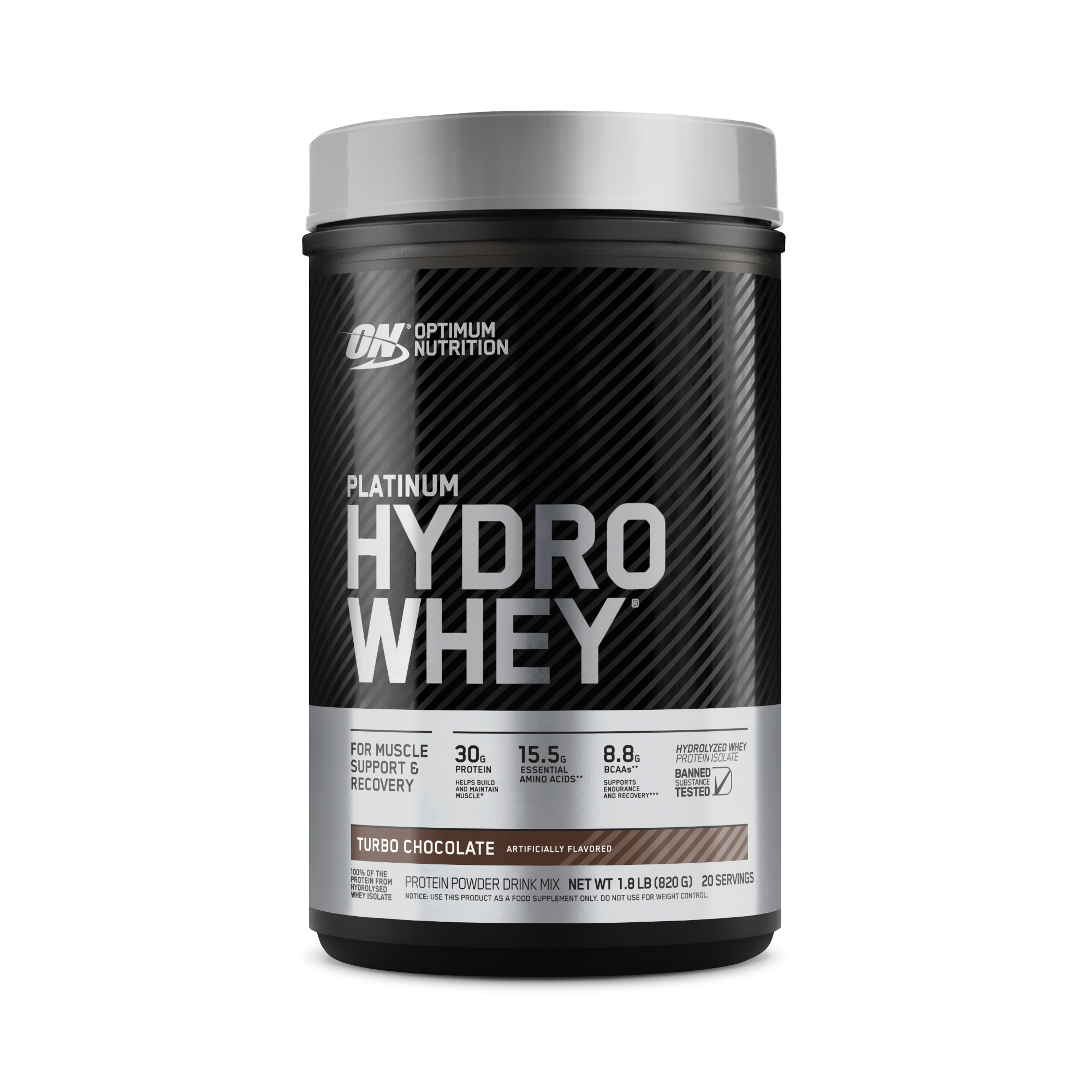 Optimum Nutrition Platinum Hydro Whey protein powder, 3.61 lb container, Turbo Chocolate flavor