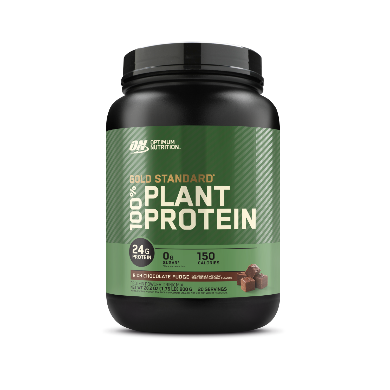 Optimum Nutrition Gold Standard 100% Plant Protein, 1.06lb container, rich chocolate fudge flavor