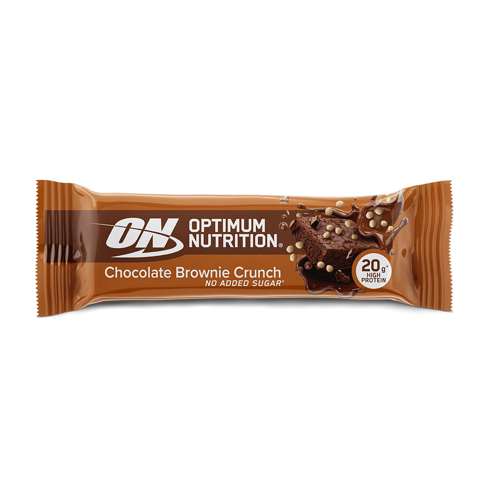 Optimum Nutrition Chocolate Brownie Crunch protein bar, 20g protein, no added sugar