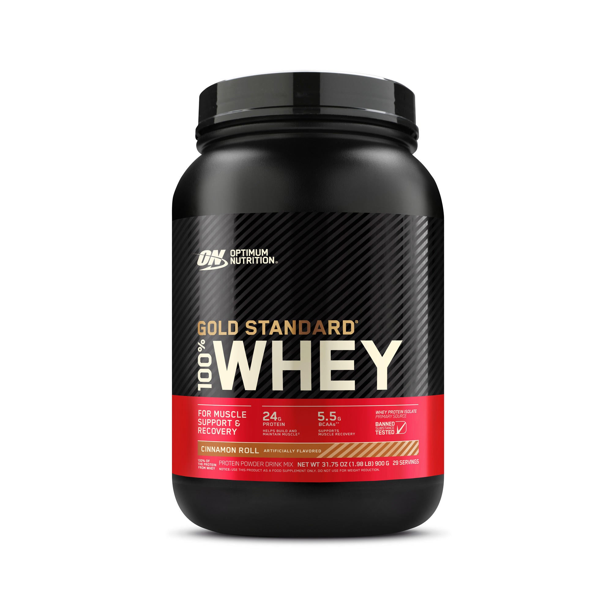 Optimum Nutrition Gold Standard 100% Whey Protein, 1 lb container, Strawberries & Cream flavor, for muscle support and recovery