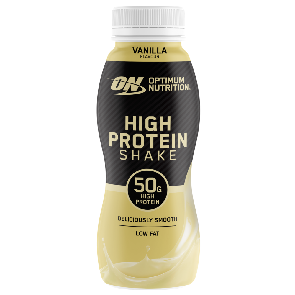 Optimum Nutrition High Protein Shake, Vanilla Flavour, 50g protein per serving, low fat