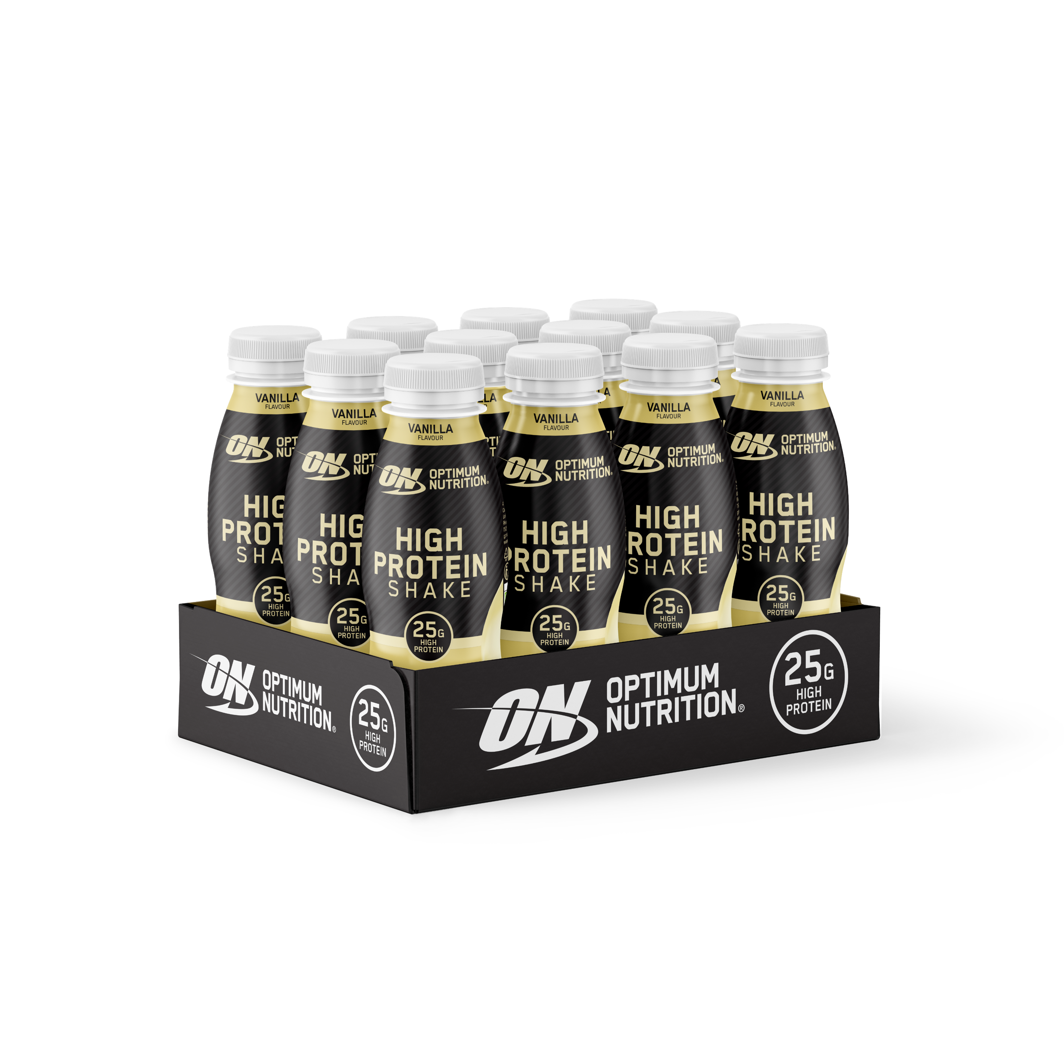 Optimum Nutrition High Protein Shake, vanilla flavor, 12-pack, 25g protein per bottle