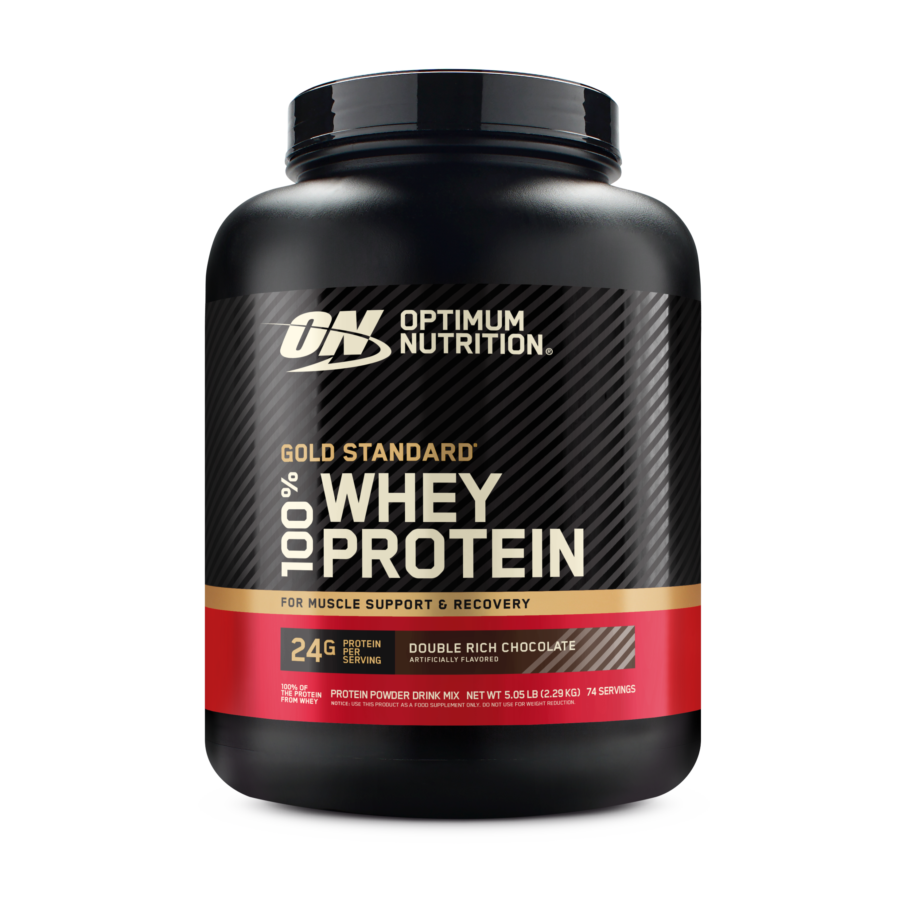 Optimum Nutrition Gold Standard 100% Whey Protein, 5 lb container, Strawberries & Cream flavor, for muscle support and recovery