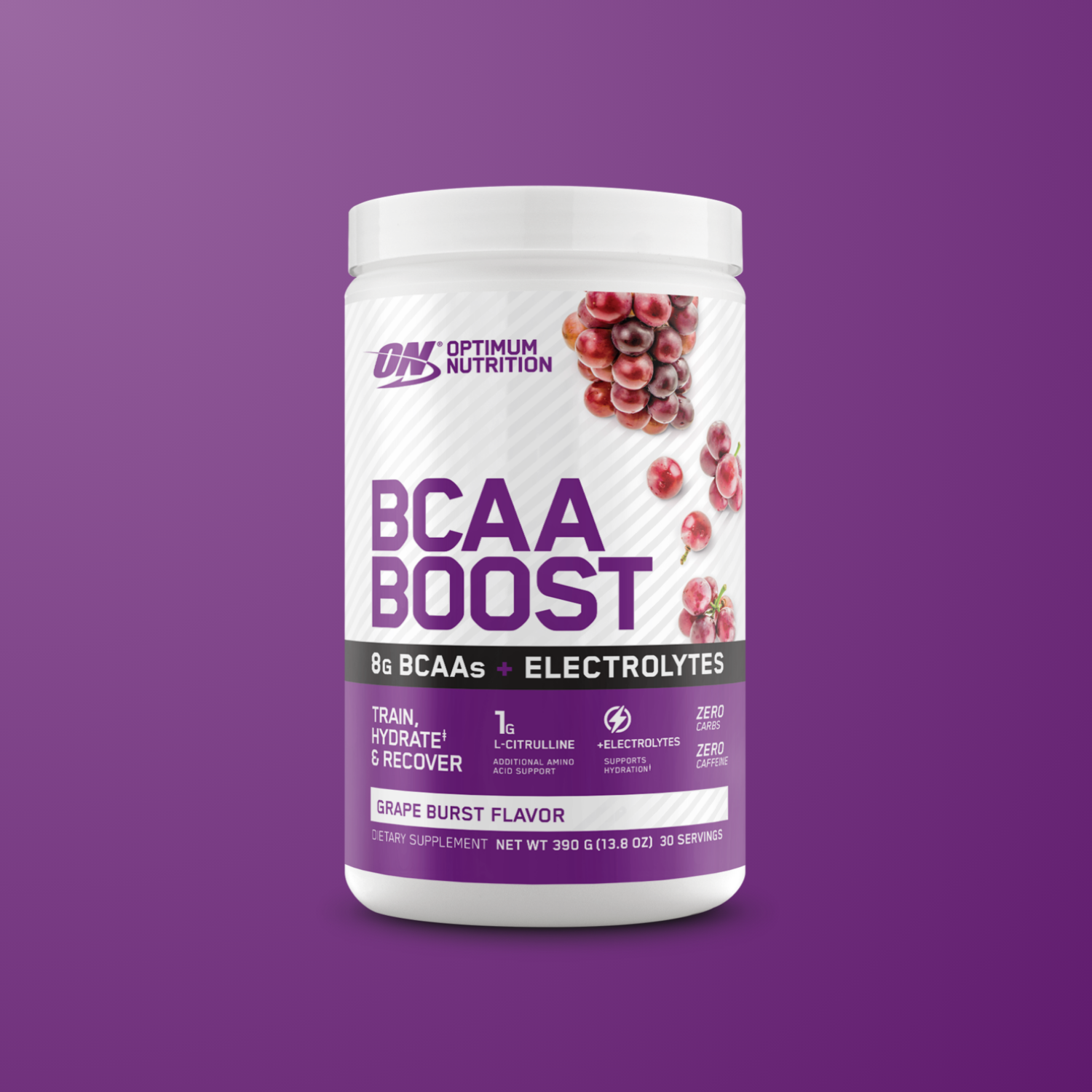 Optimum Nutrition BCAA Boost, 360g container, Grape Burst flavor, with electrolytes