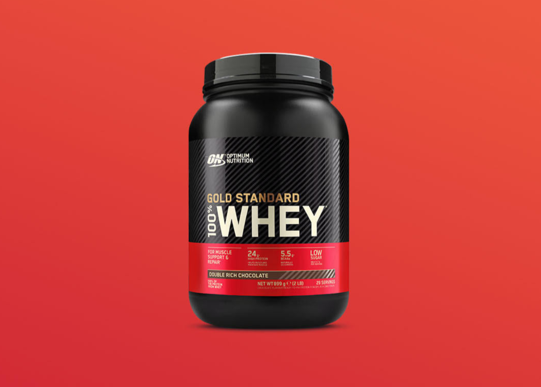 Optimum Nutrition Gold Standard 100% Whey protein powder, 5 lb container, Double Rich Chocolate flavor