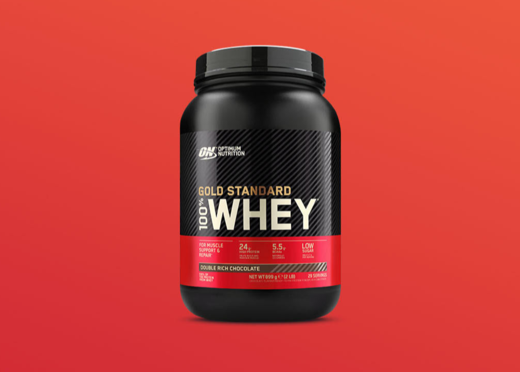 Optimum Nutrition Gold Standard 100% Whey protein powder, 5 lb container, Double Rich Chocolate flavor