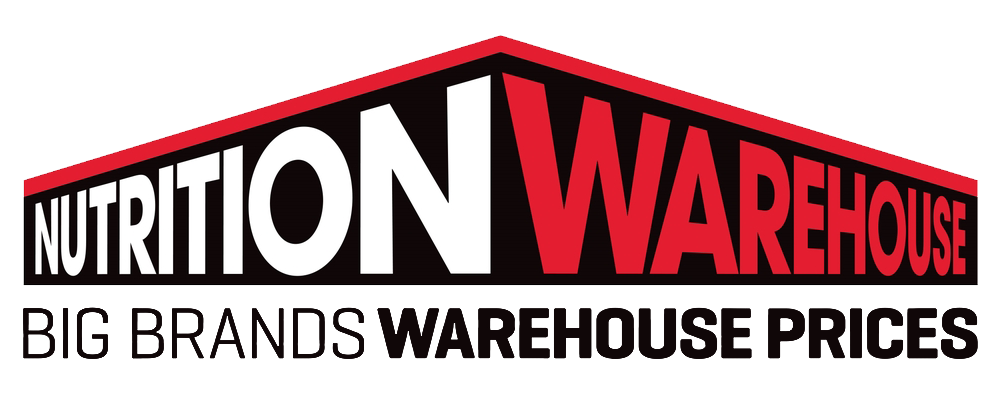 Nutrition Warehouse logo with the tagline "Big Brands Warehouse Prices."