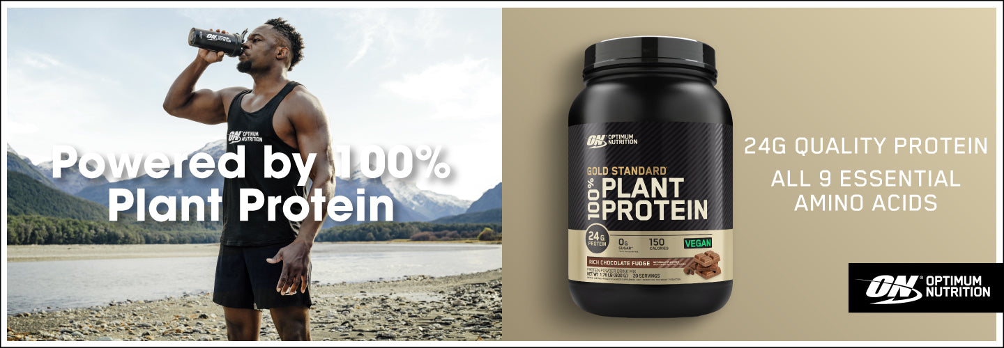 Optimum Nutrition Gold Standard 100% Plant Protein, 24g protein per serving, featuring all 9 essential amino acids