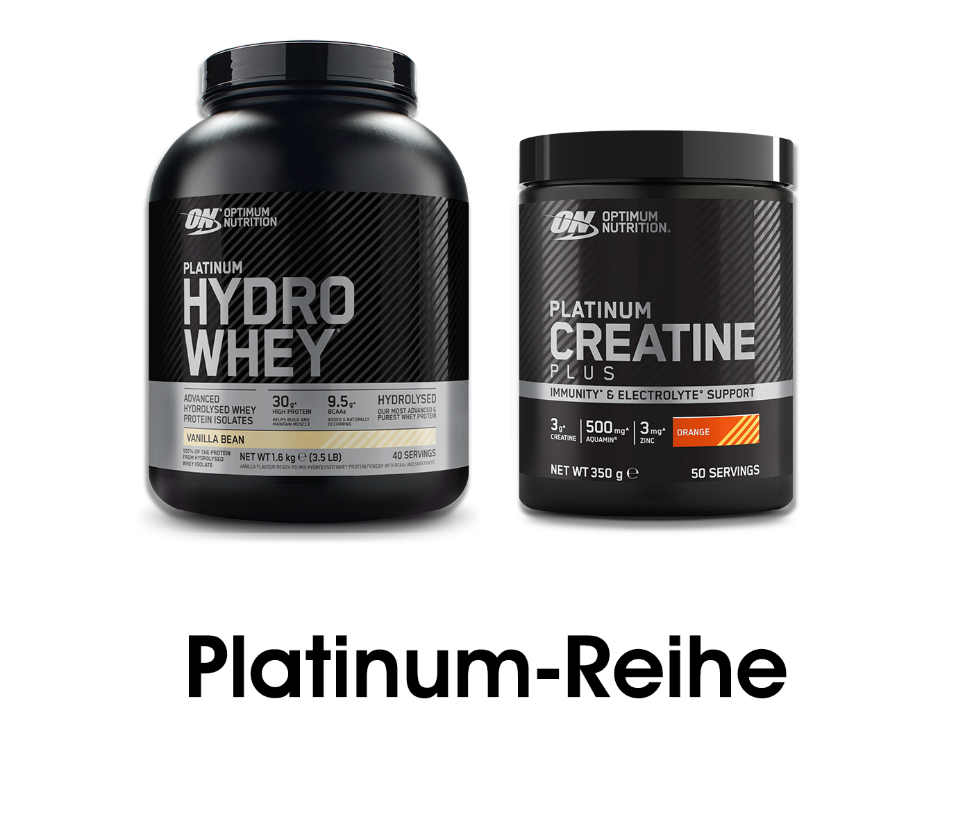 Optimum Nutrition Platinum Hydro Whey protein powder, 1.6 lb, and Platinum Creatine Plus, 350g, for post-workout nutrition
