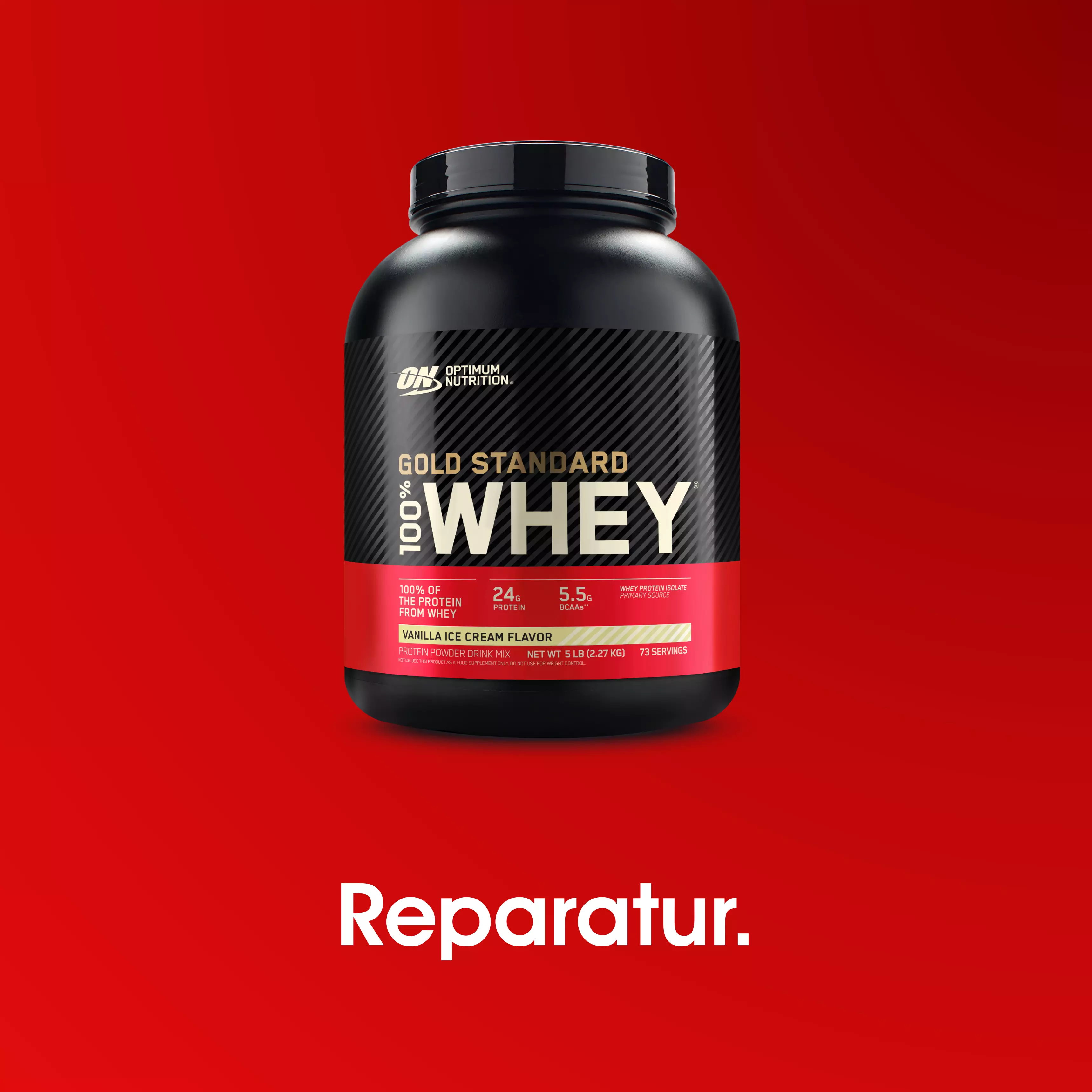 Optimum Nutrition Gold Standard 100% Whey protein powder, 5 lb container, vanilla ice cream flavor