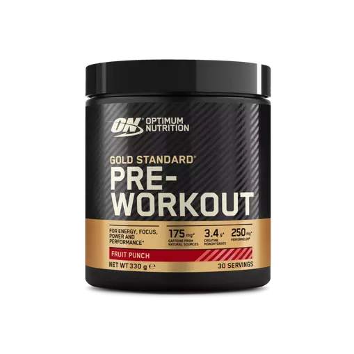 Optimum Nutrition Gold Standard Pre-Workout, 330g container, fruit punch flavor, 30 servings