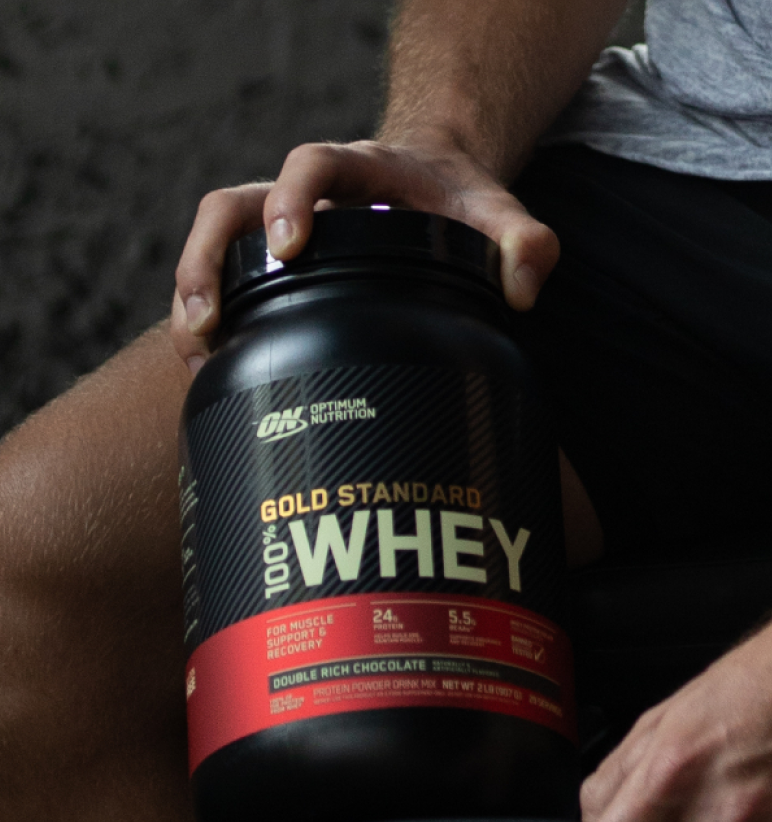 Optimum Nutrition Gold Standard 100% Whey protein powder, Double Rich Chocolate flavor, 2 lb container