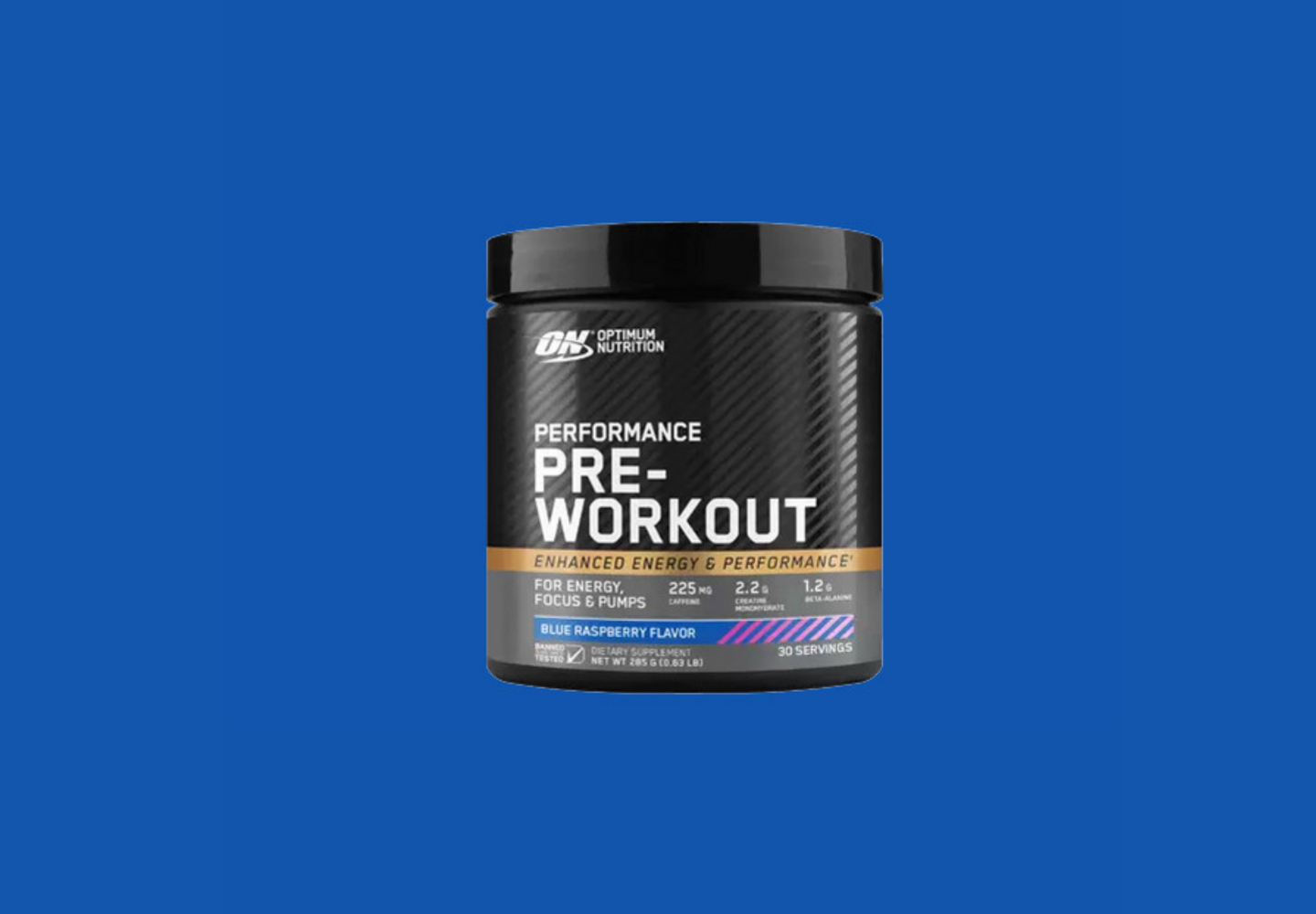 Optimum Nutrition Performance Pre-Workout supplement, blue raspberry flavor, 30 servings