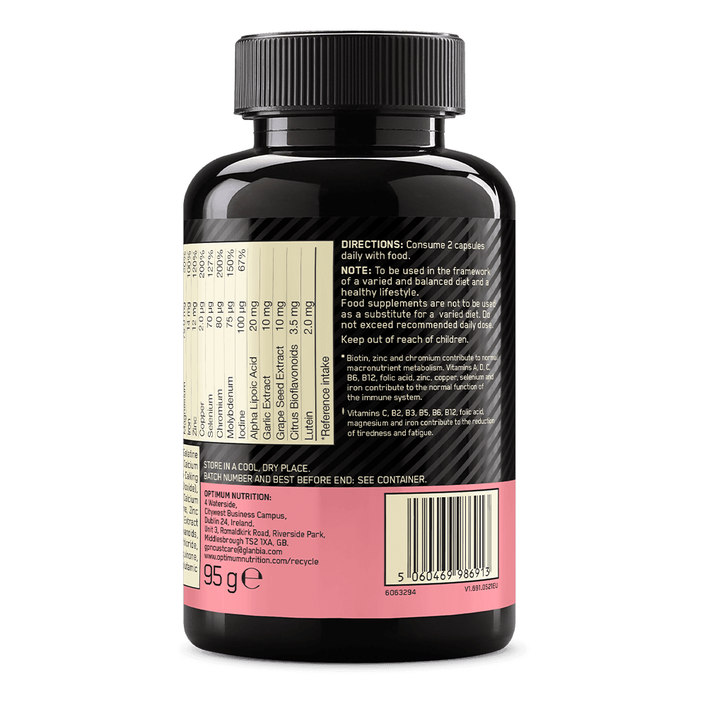 Supplement bottle, 95g, with nutritional information and directions for use