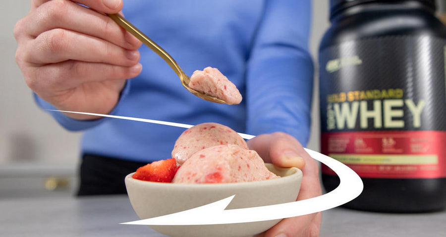 Proteinreiches, kalorienarmes Erdbeereis