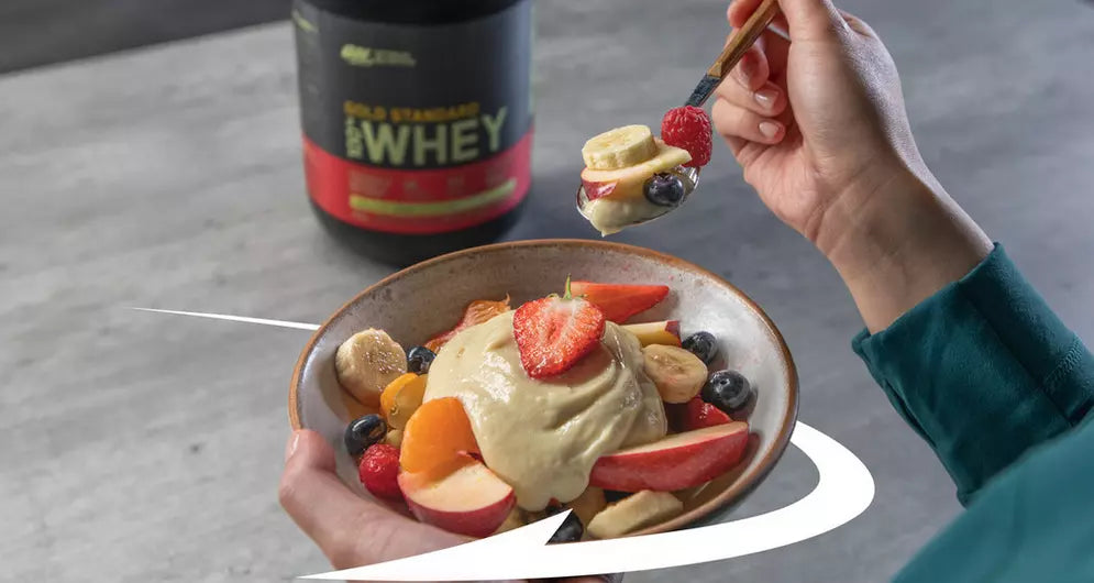 Vanilla Protein Cream over Fresh Fruit Salad