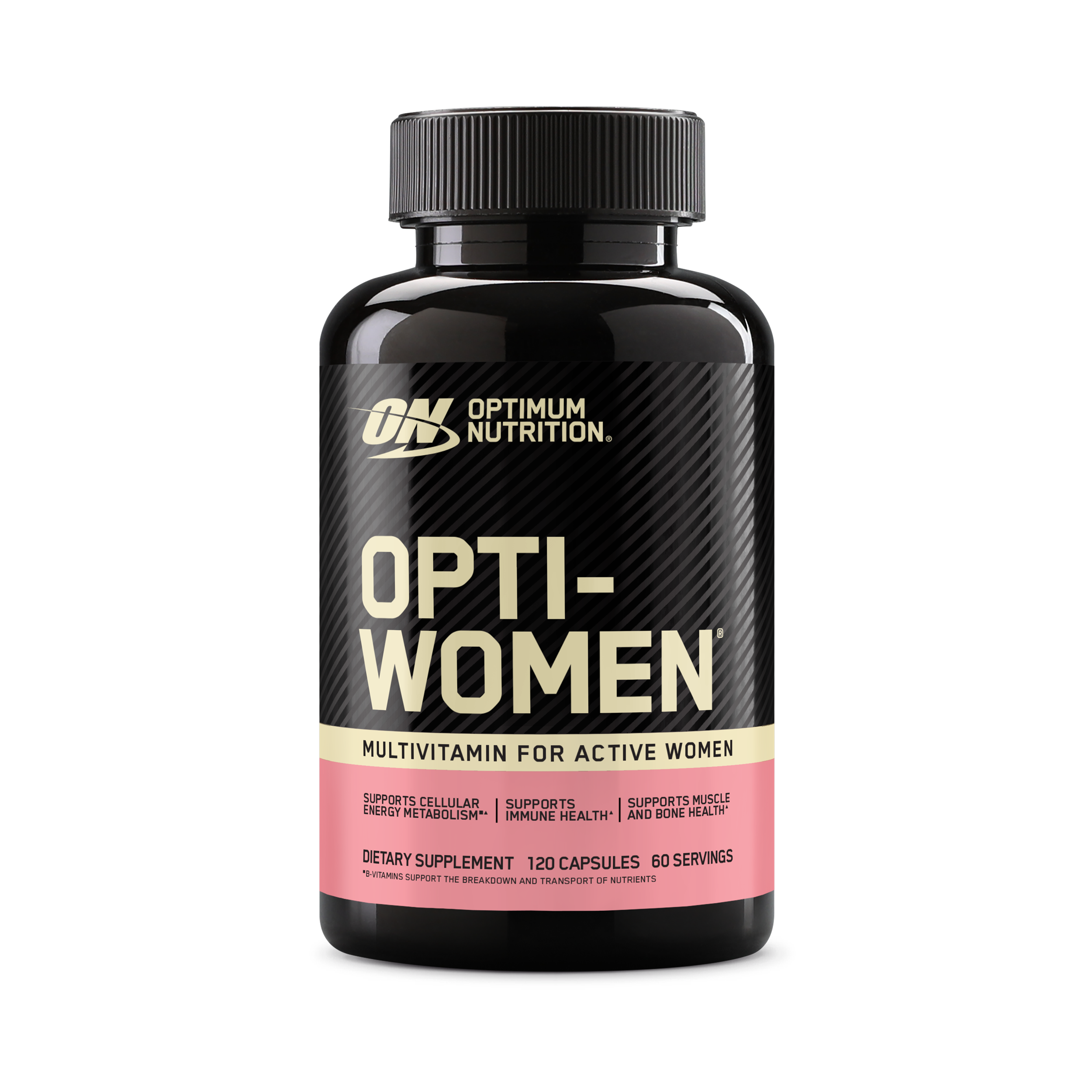 Optimum Nutrition Opti-Women multivitamin, 120 capsules, designed for active women, supports cellular energy and bone health
