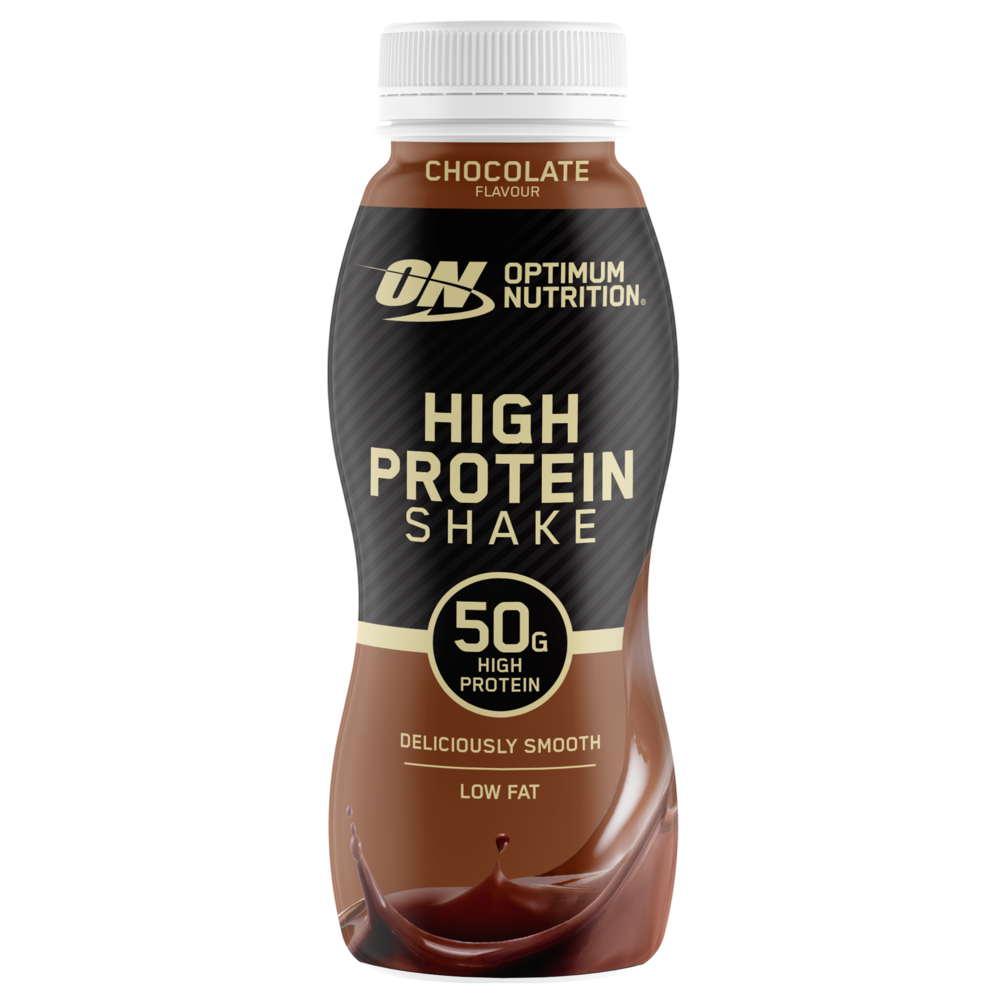 Optimum Nutrition High Protein Shake, Chocolate flavor, 50g protein, low fat, 330ml bottle