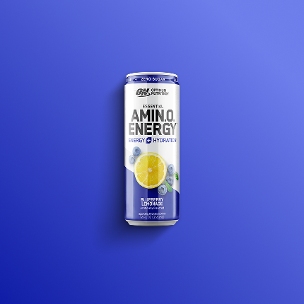 Optimum Nutrition Essential Amin.O. Energy drink, Blueberry Lemonade flavor, 355ml can
