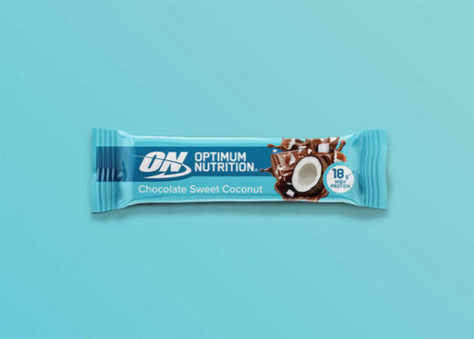 Optimum Nutrition Chocolate Sweet Coconut protein bar, 18g protein content