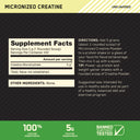 Supplement label for Micronized Creatine with supplement facts and directions.