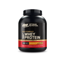 Optimum Nutrition Gold Standard 100% Whey Protein in a black plastic tub with a black, gold, and red label, on a white background.
