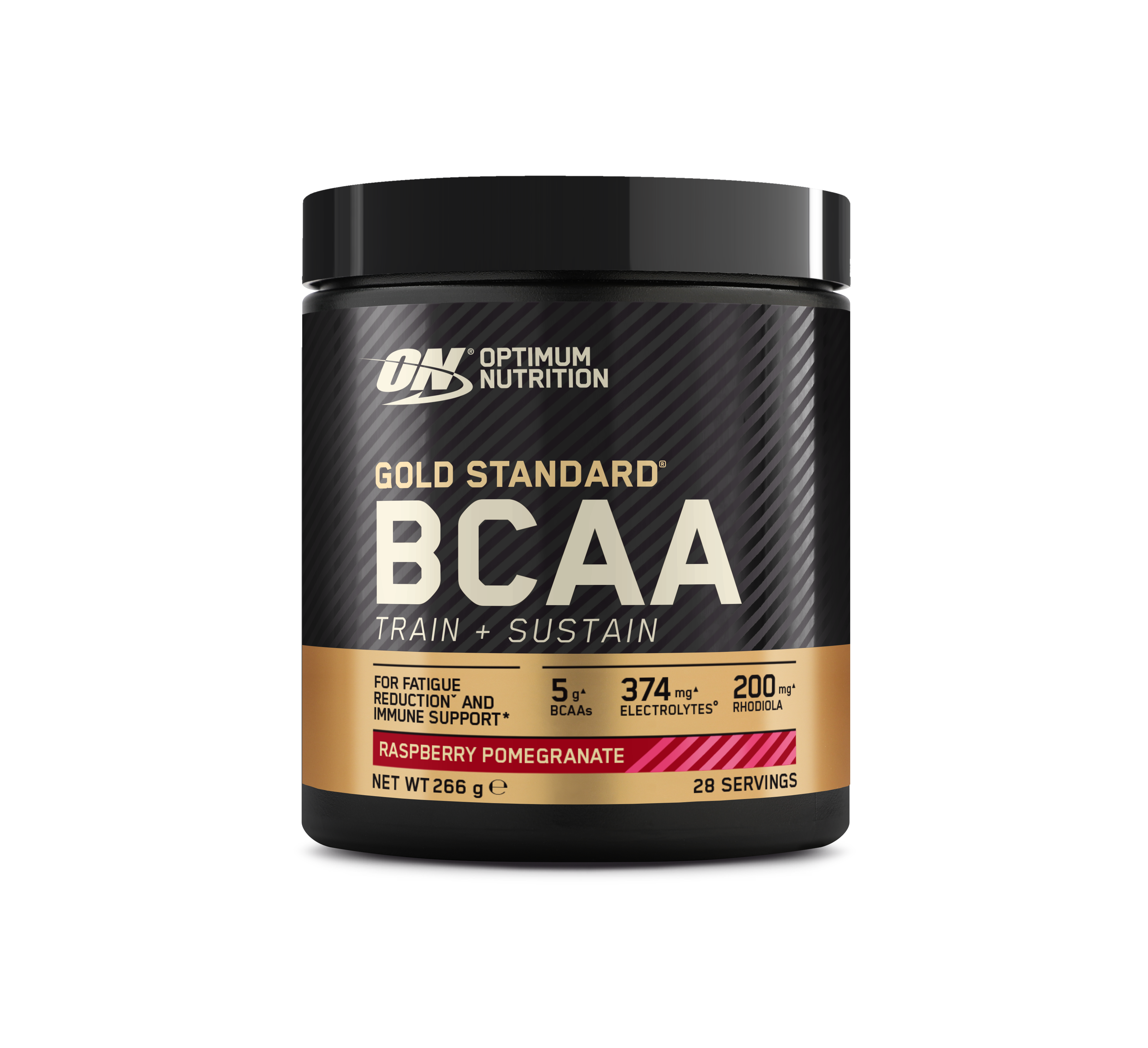 Optimum Nutrition Gold Standard BCAA powder, 266g container, raspberry pomegranate flavor, 28 servings
